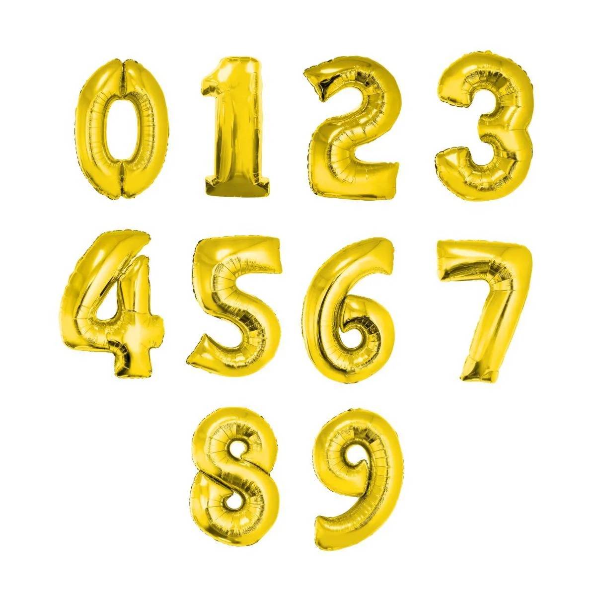 BALAO METALIZADO NUMEROS 40CM DOURADO